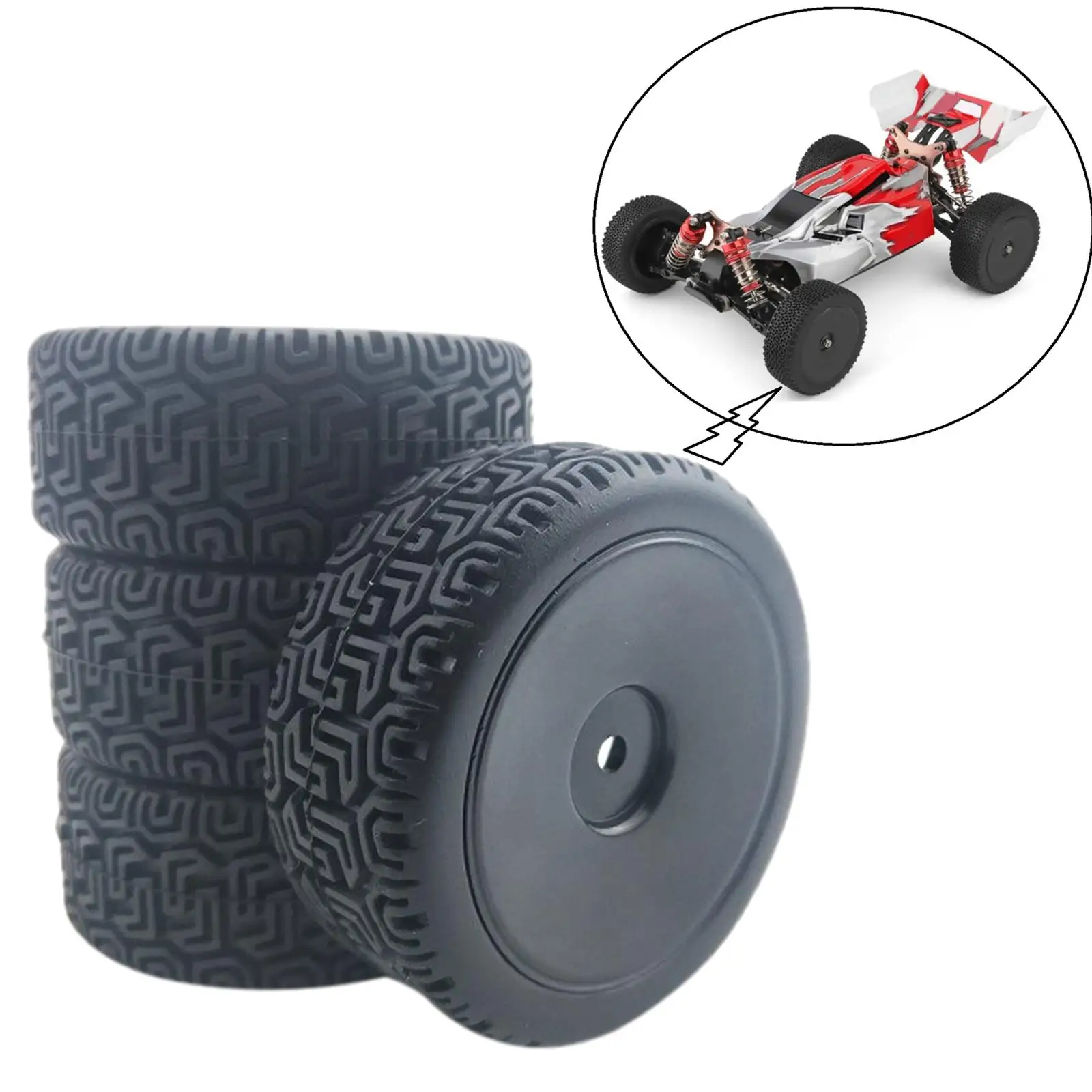 4/Pack RC Tires 66 Rubber Tyre Set for  144001 1/14 RC  1:18 1:16 1:10 RC Buggy Crawler   Cars Spare accessories