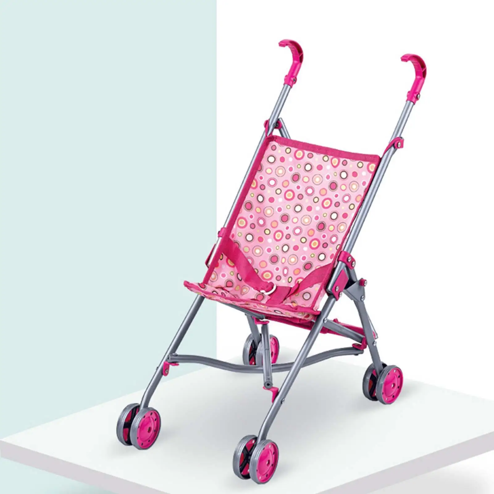 Simulation Baby Carriage Dotted Lightweight stroller Trolley for Birthday 40cm Dolls Toys Accessories Pretend Play