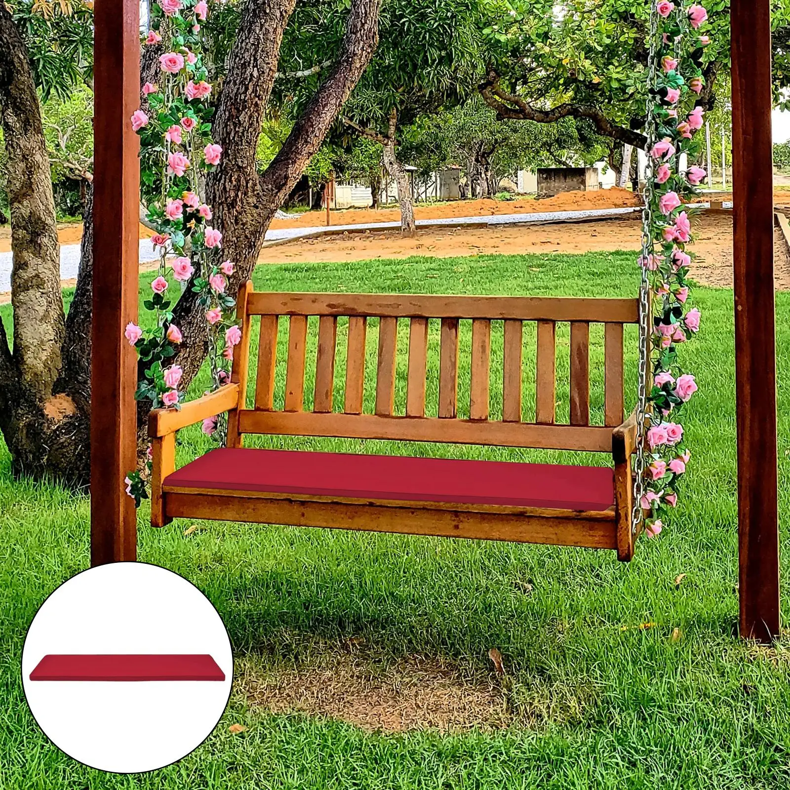 Fabric Swing Chair Cushion Pad Garden Seat Mat Garden Bench Seat 120cm