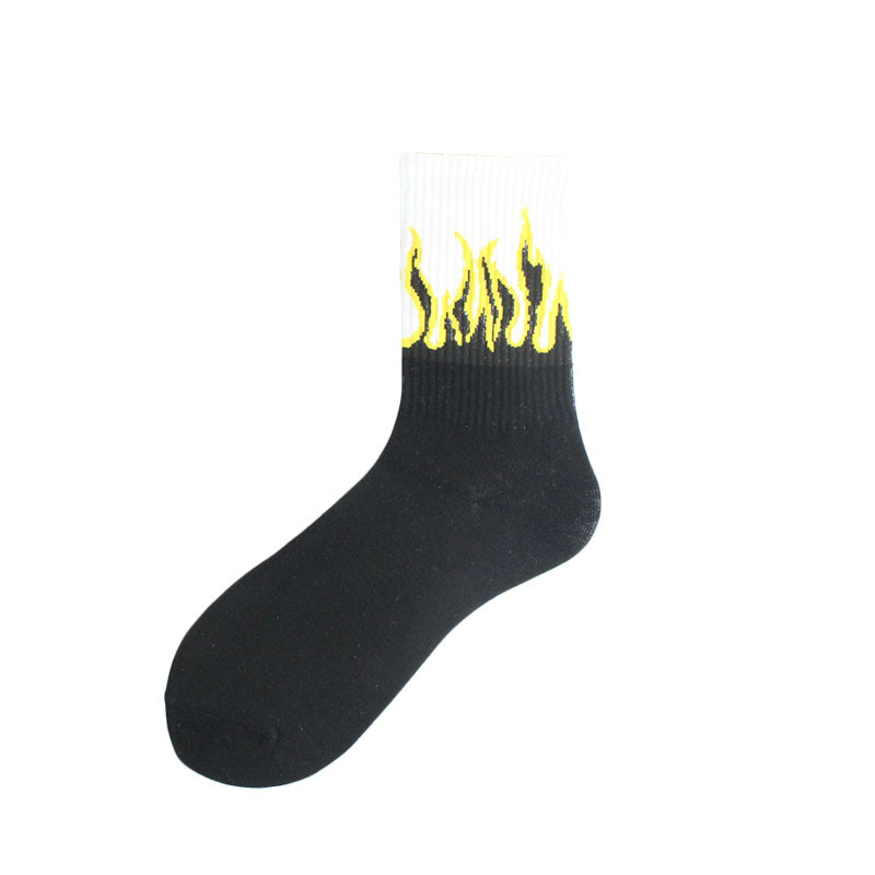 1 Paar Damenmode Hip Hop Hit Color On Fire Crew Socken Red Flame Blaze Power Torch Hot Warmth Street Skateboard Socken – Detail 6