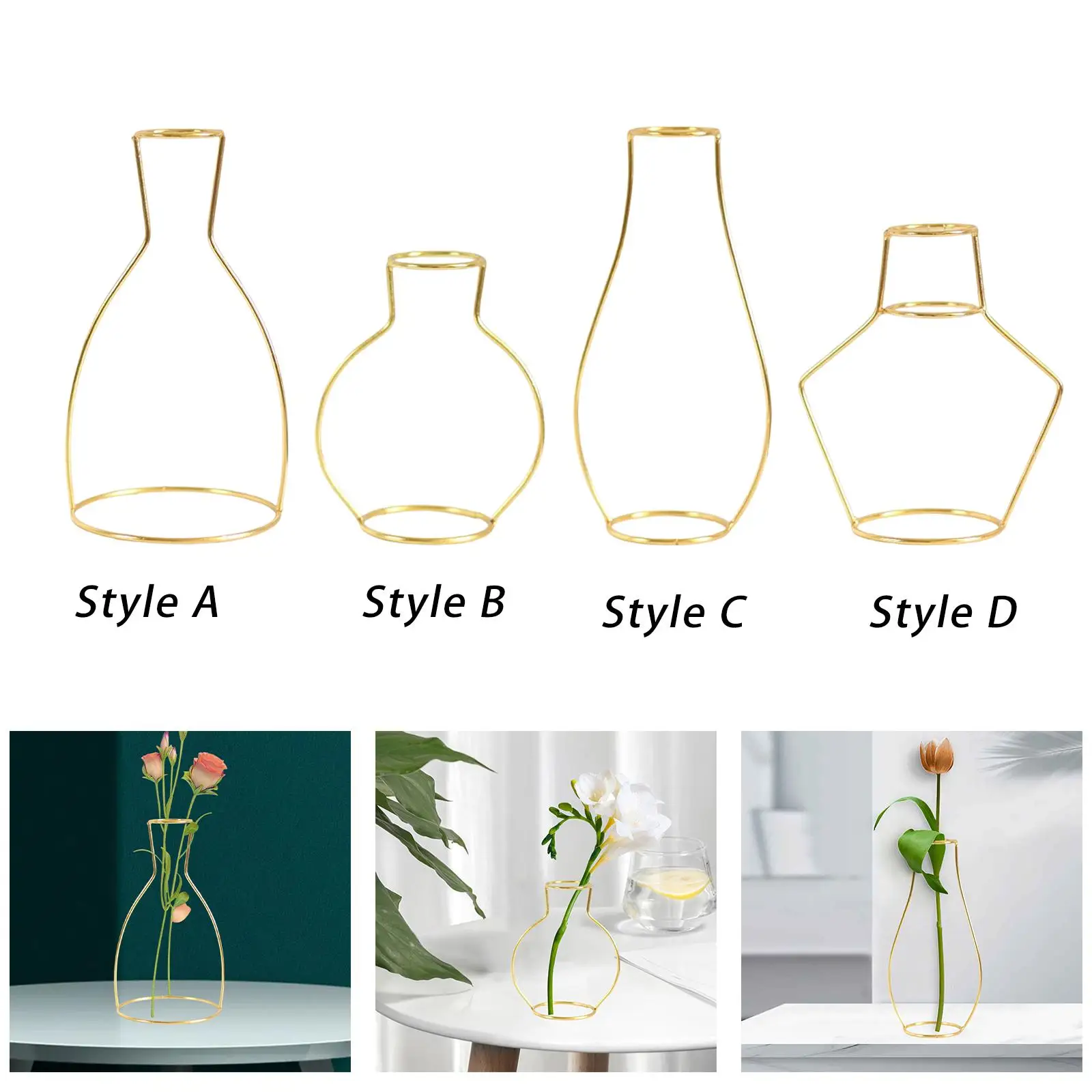 Metal Wire Vase Decor Simple Creative European Style Ornaments Metal Frame Vase for Cafe Gift Cabinet Holidays Living Room