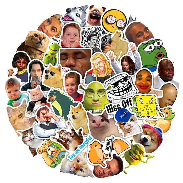 Funny Meme Stickers - Pack of 50 Mixed