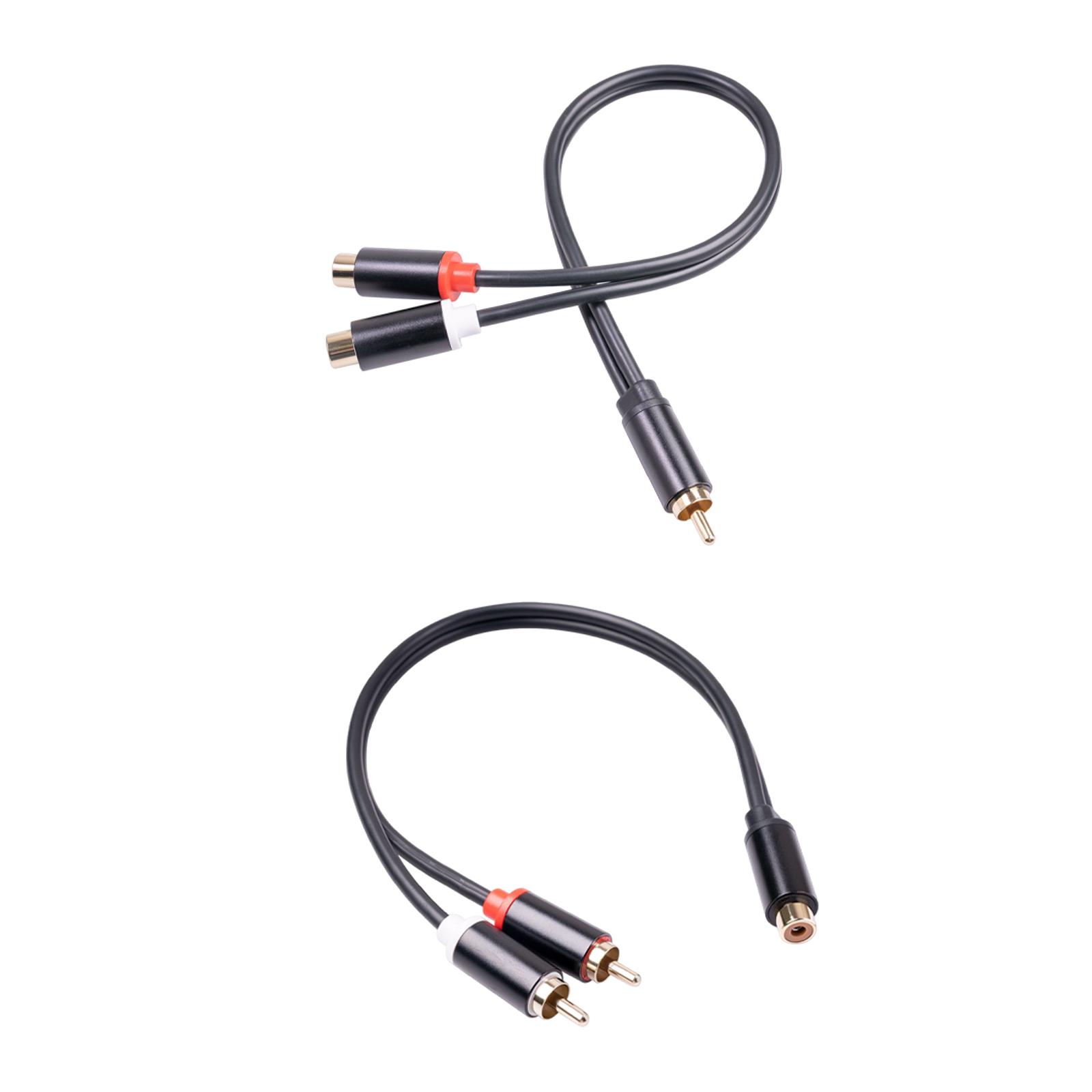 RCA to Dual RCA Cable 30cm Male-Female Solid Two-Way Transmission Splitter Cable for Headphones Speakers Home Systems Amplifier