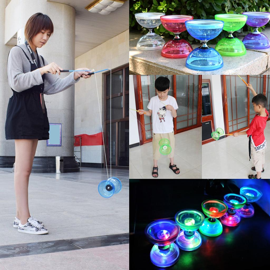 Vintage Chinese Yoyo 3-Bearing Diabolo Skill Toy Light Up, Party Favor, Kids Adutls Indoor Outdoor Fun Play