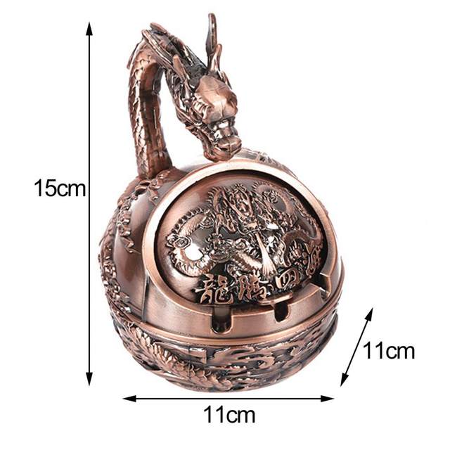 Cenicero Retro De Metal Con Tapa – Diseño Vintage En Bronce, Ideal Para Interior Y Exterior