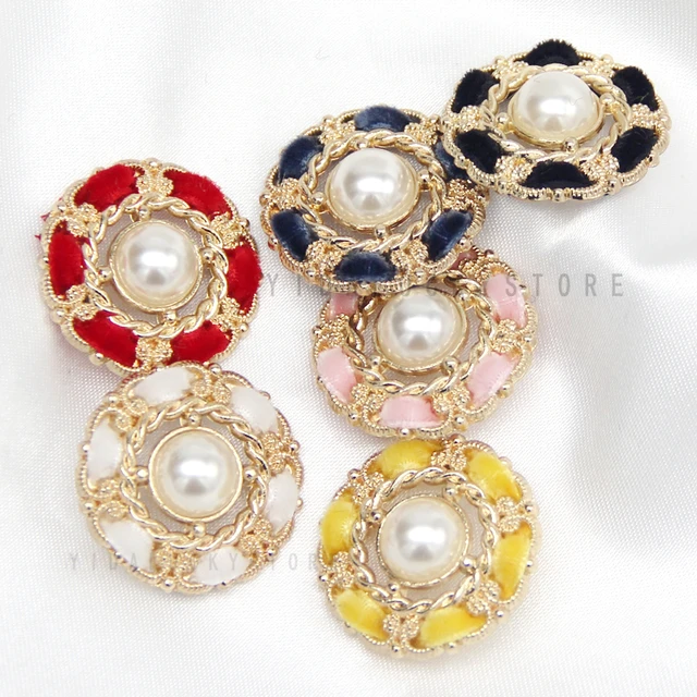 20/23mm Vintage Women Coat Metal Fancy Buttons For Clothes Suit Blazer  White Black Pink Blue