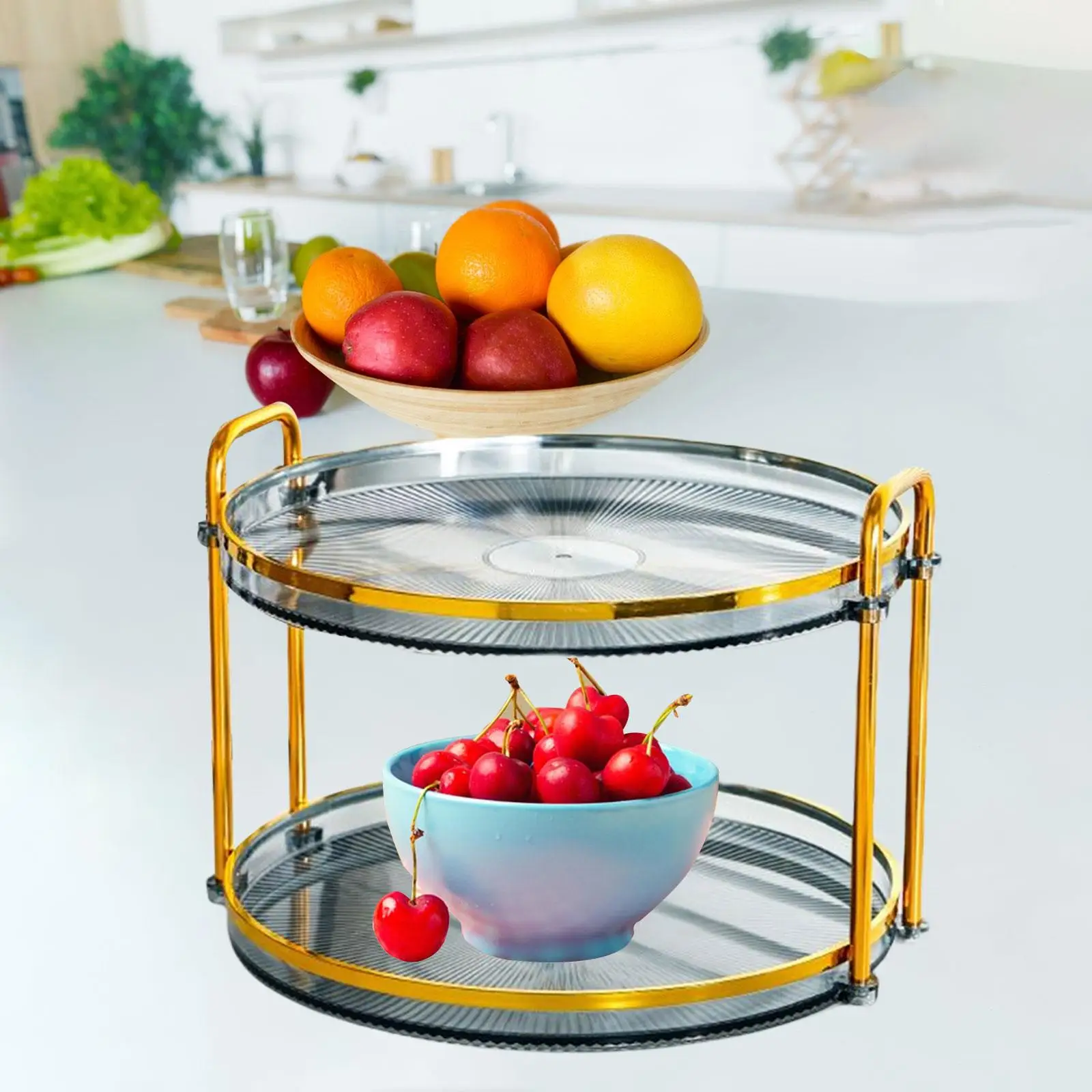 2 Tiered Cake Display Stand Dessert Tray Durable Spices Organizer Widely Use