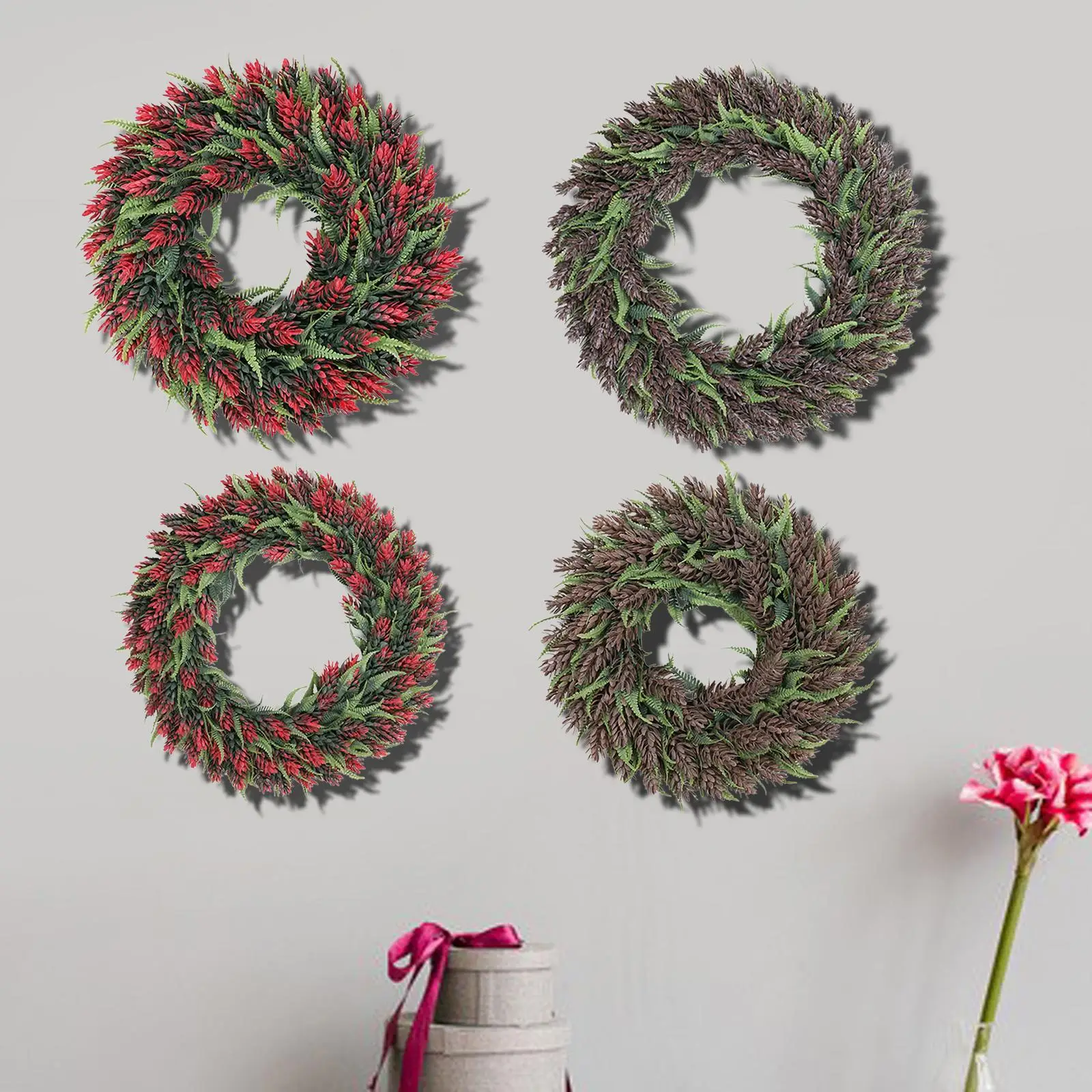 45cm Front Door Wreath Garland Greenery Leaves Spring Summer Outside Christmas Home Wedding Wall Easter Window Hanging Decor