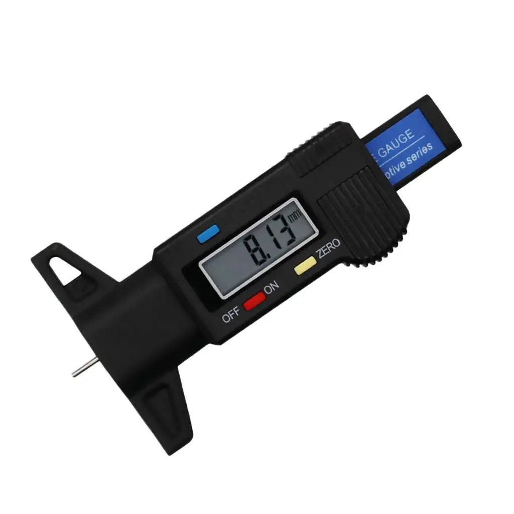 Black Electronic Tire Tread Depth Gauge  Checker Brake Pad Shoe