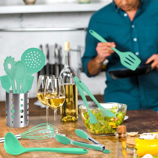 15pcs Silicone Cooking Utensil Set Heat Resistant Dishwasher Safe Kitchen  Utensils With Spoon Spatula Brush Gadgets Tools - AliExpress