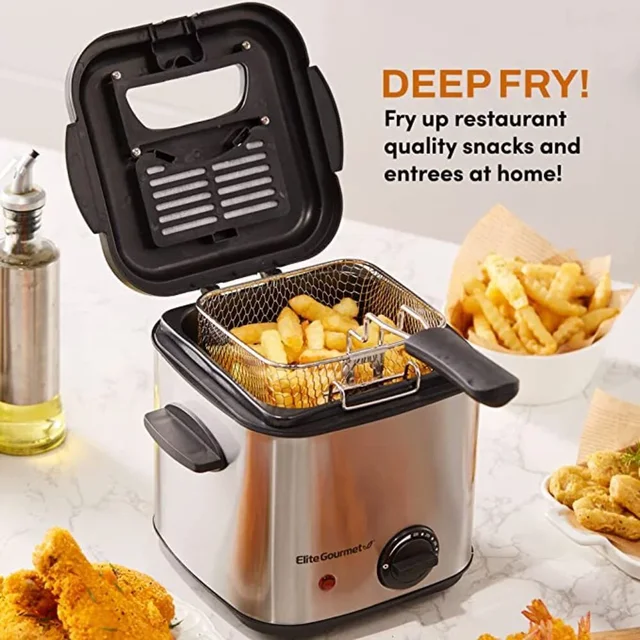 CUKYI 1.2L mini Electric deep fryer temperature adjustable french fries  fryer removable stainless steel liner kitchen frying pan - AliExpress