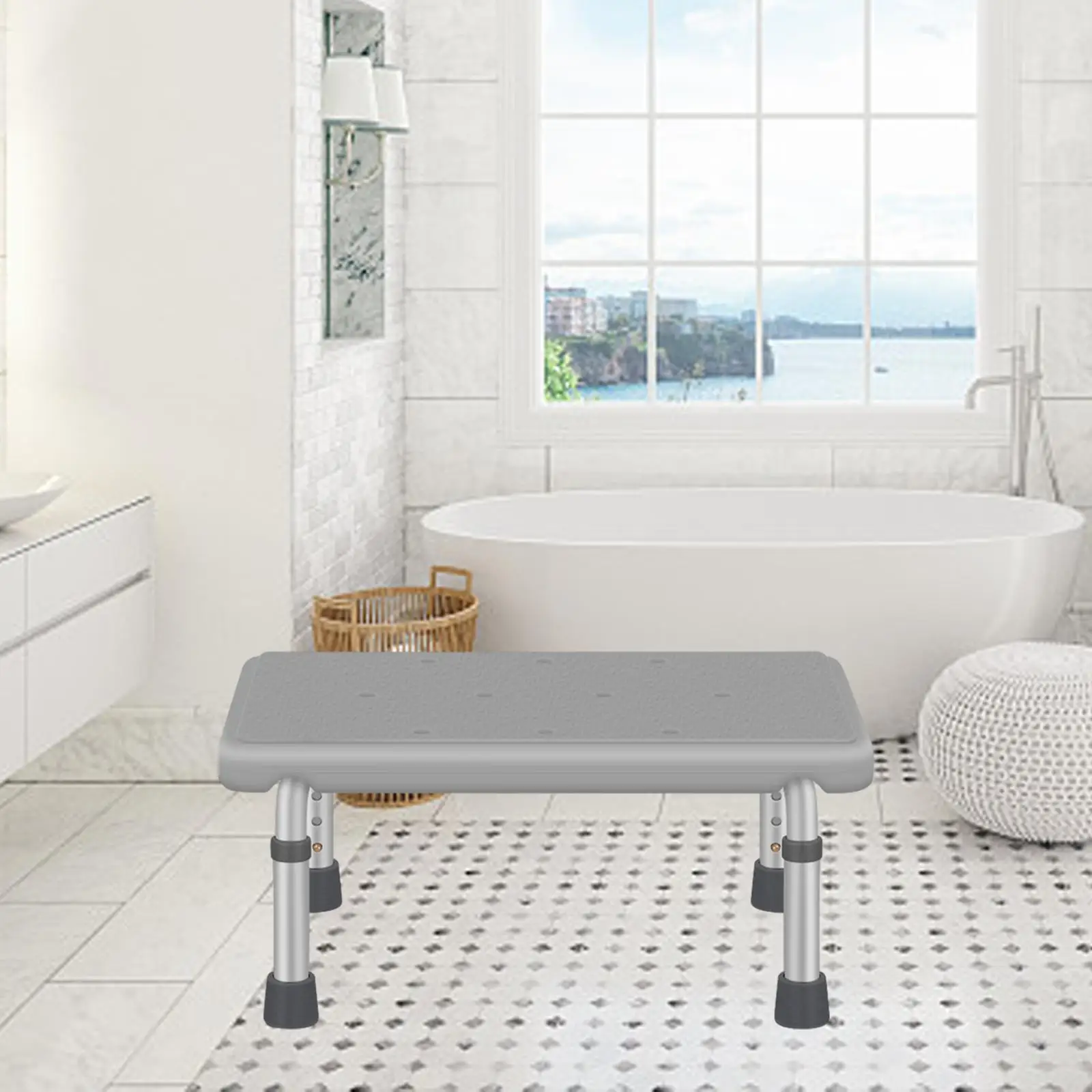 Bathtub Seat Portable Stable Lightweight Washable Multifunctional Bath Chair for Living Room Kithchen Apartment Elderly Disabled