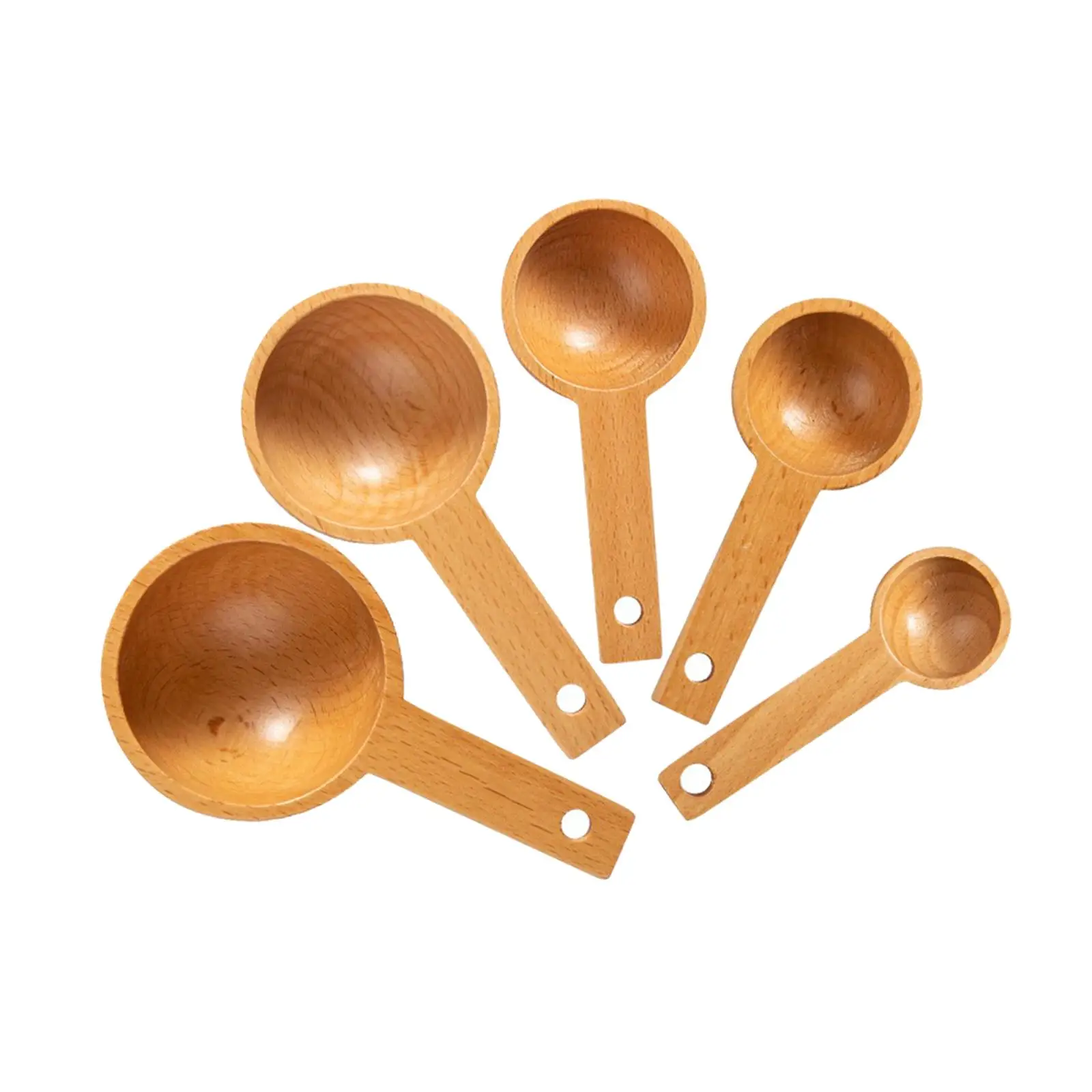 Set of 5 Wood Measuring Spoons Gadgets for Dining Dry Liquid Food Cooking