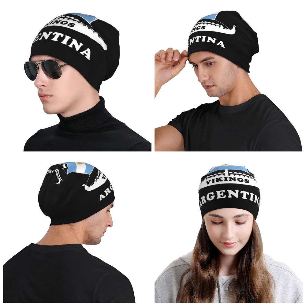 Benutzer definierte Flagge von Argentinien Schädel Mützen Mützen Männer Frauen Unisex Straße Winter warme Strick mütze Erwachsenen Motorhaube Hüte – Detail 24