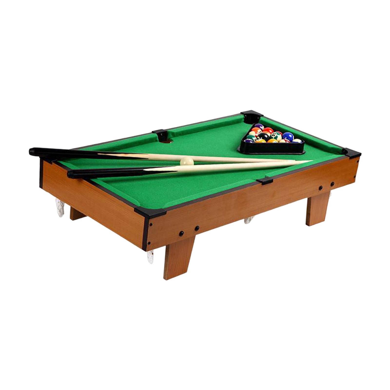 Portable Pool Table Set Wood Indoor Game Toy Billiard Cues Leisure Mini Tabletop