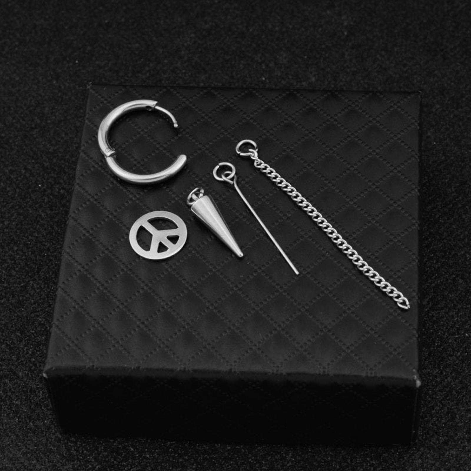 Punk Long Tassel Earring Stainless Steel for Daily Life Film Festival Men