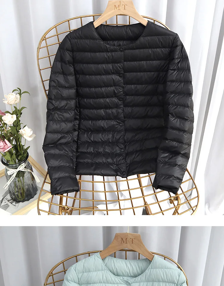 Schinteon Women Ultralight Down Jacket 90% White Duck Down Slim Coat Thin Inner Bottoming Short Garment Winte Autumn Outwear