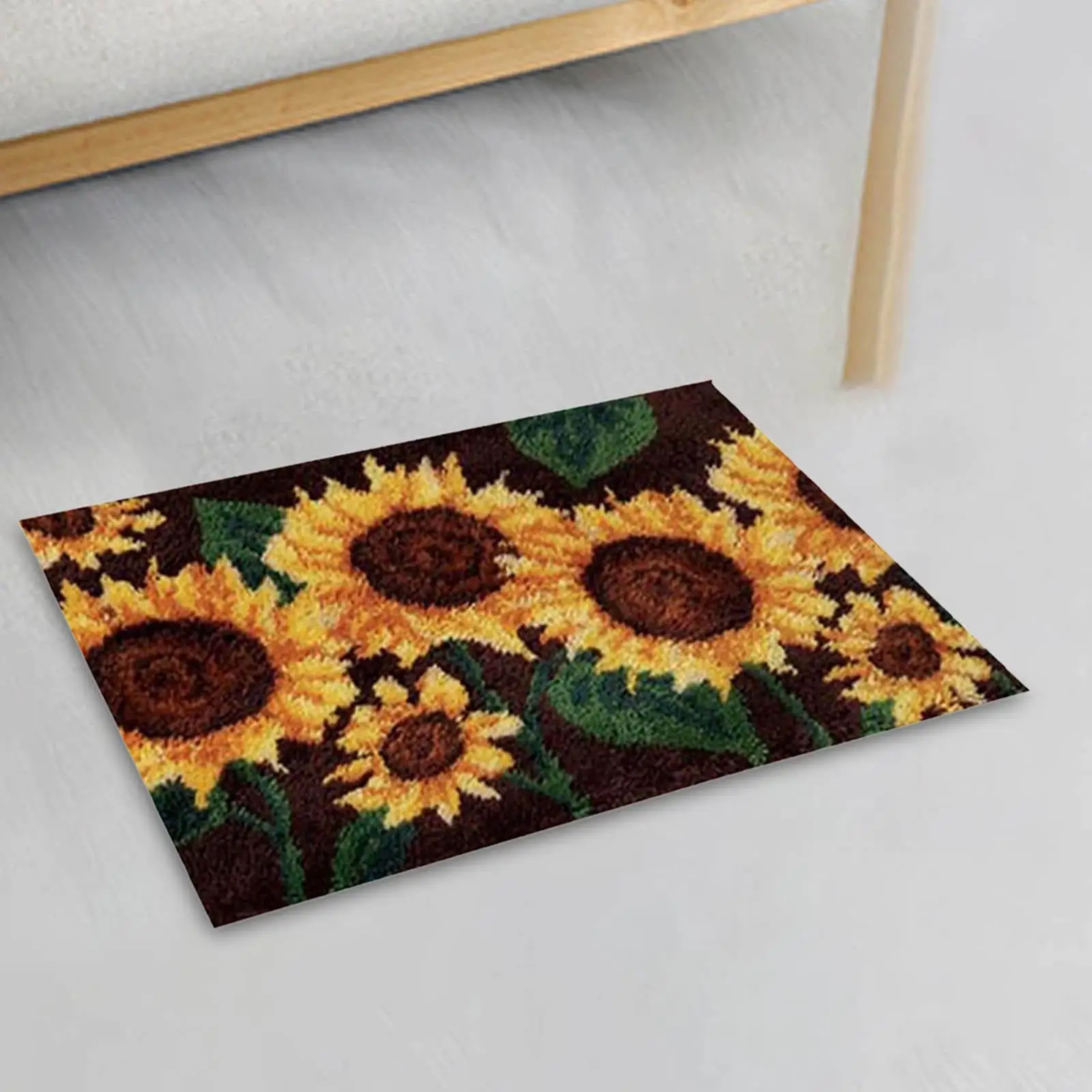 Sunflower Latch Hook Rug Kits Crocheting Carpet Crochet Yarn Mat for Craft