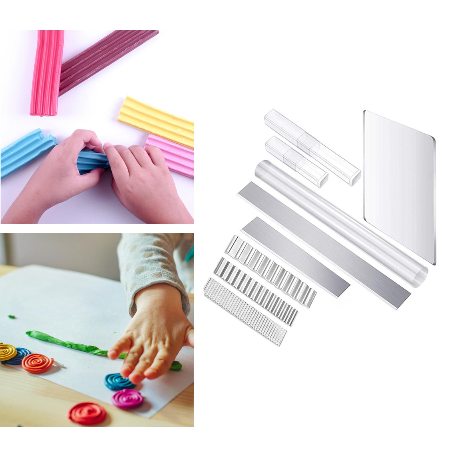 with Acrylic Roller Acrylic Sheet Acrylic Clay Roller Set 9Pieces Sculpture Making Sculpting, Straight and Wave Craft Clay Tools