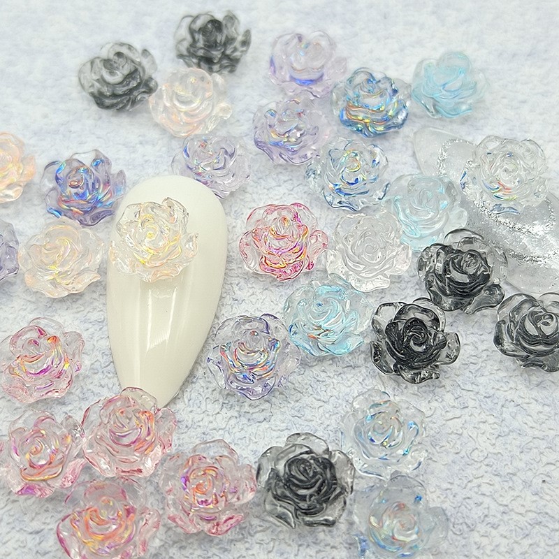 Best of 100Pcs / Lot Aurora Camellia Rhinestone Nail Jewelry 3D Acrylic Resin Flowers Nail Charms 6 / 8mm Rose Polish Accessories Nail Decor Reviews & Tips