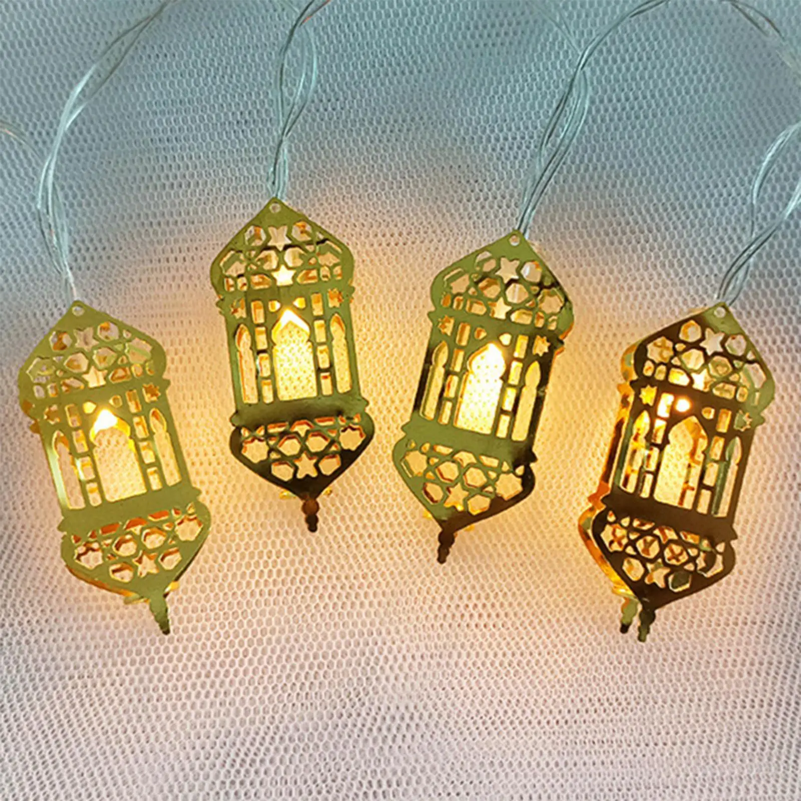 9.84inch Moon Star LED String Lights Hanging Lamp for Eid Al- Decor