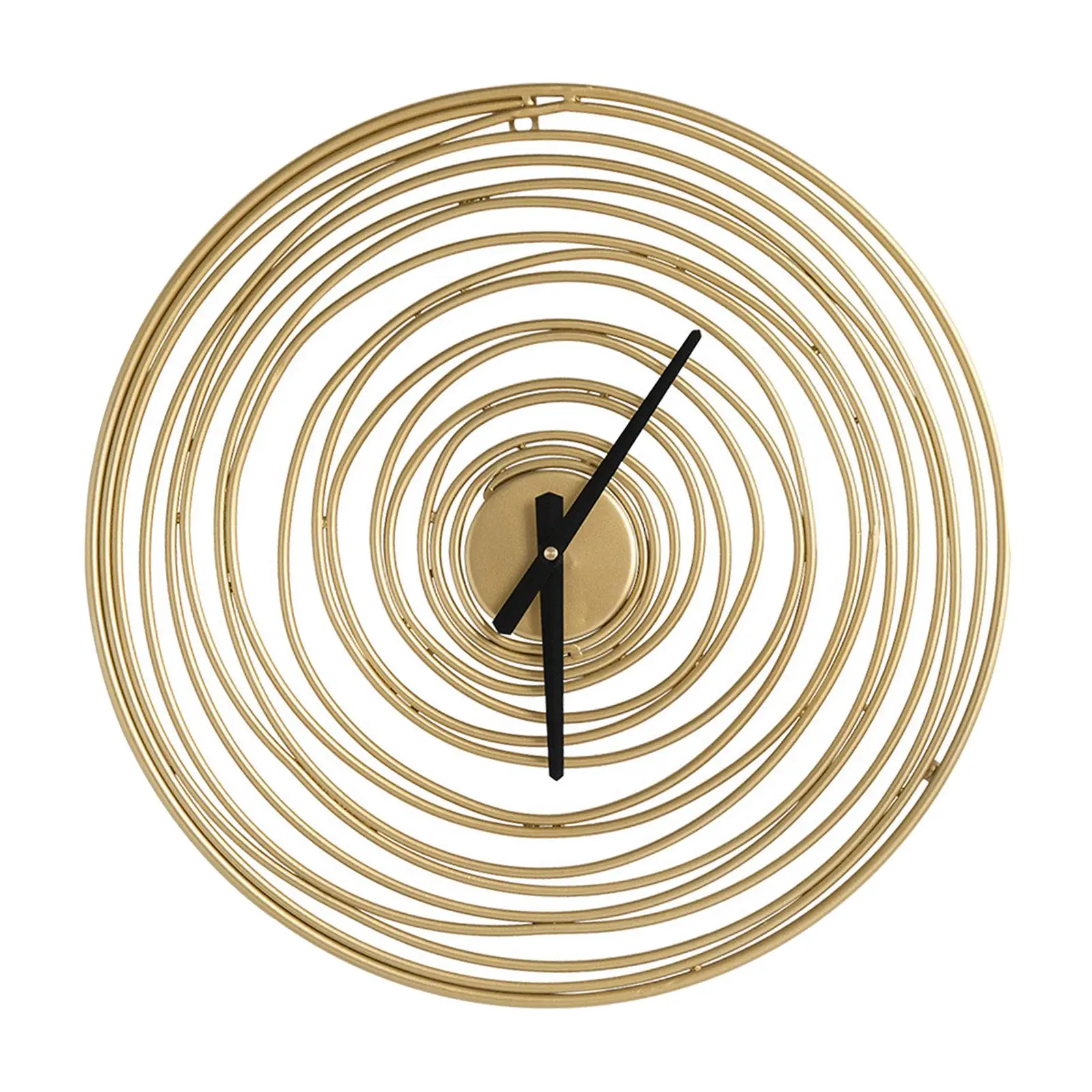 Metal Wall Clock Decorative Non Ticking Office Wood Grain Fashion