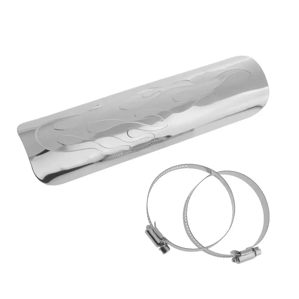 Universal Flame Exhaust Pipe Heat Shield Cover Guard For   White