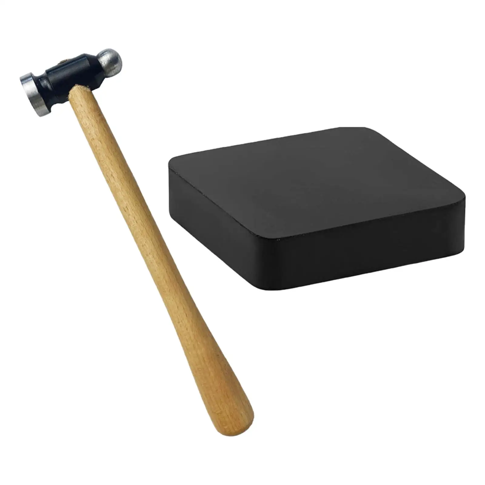 Steel Mallet with Rubber Bench Block for Hammering Metal Dapping Jewelry Making Crafts