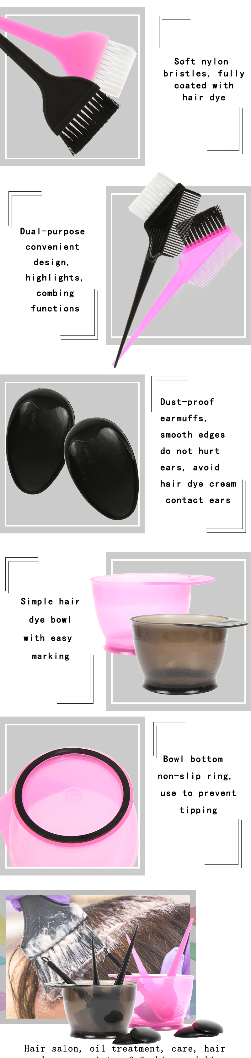 Description Picture 3 of itemHair dyeing kit hair dyeing bowl household shawl baking oil dyeing bowl set