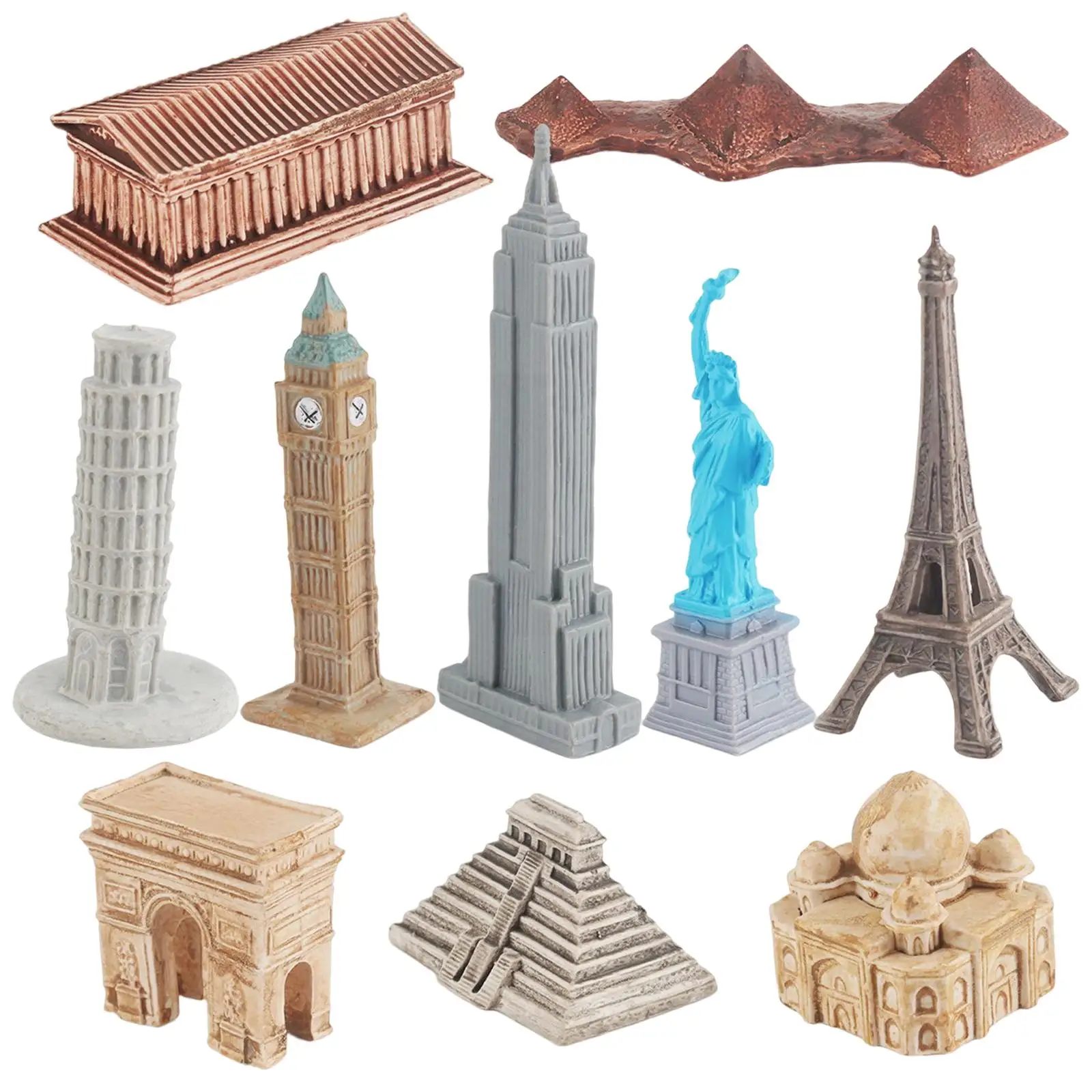 10Pcs Landmark Buildings Miniature Model Mini Simulate Building Statue Teaching Props