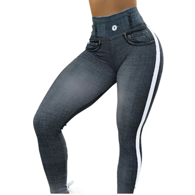 Women Casual Simulation Denim Pants Baggy Jeans Elastic High Waist Slim Fit  Pants Leggings Pantalones De Mujer Drop Shipping
