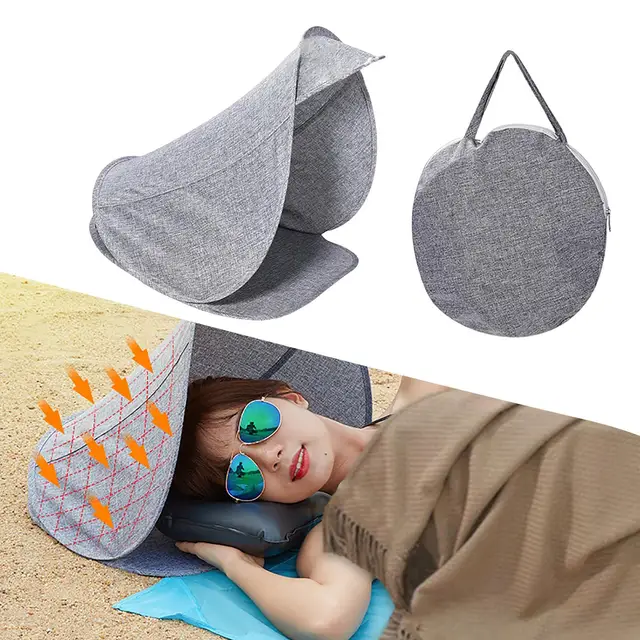 Mini abri de soleil, tente de plage, tente de tête, respirante, coupe-vent  de mer, bâche pour travailler à l'extérieur, tente de plage pour voyage en  bord de mer - AliExpress