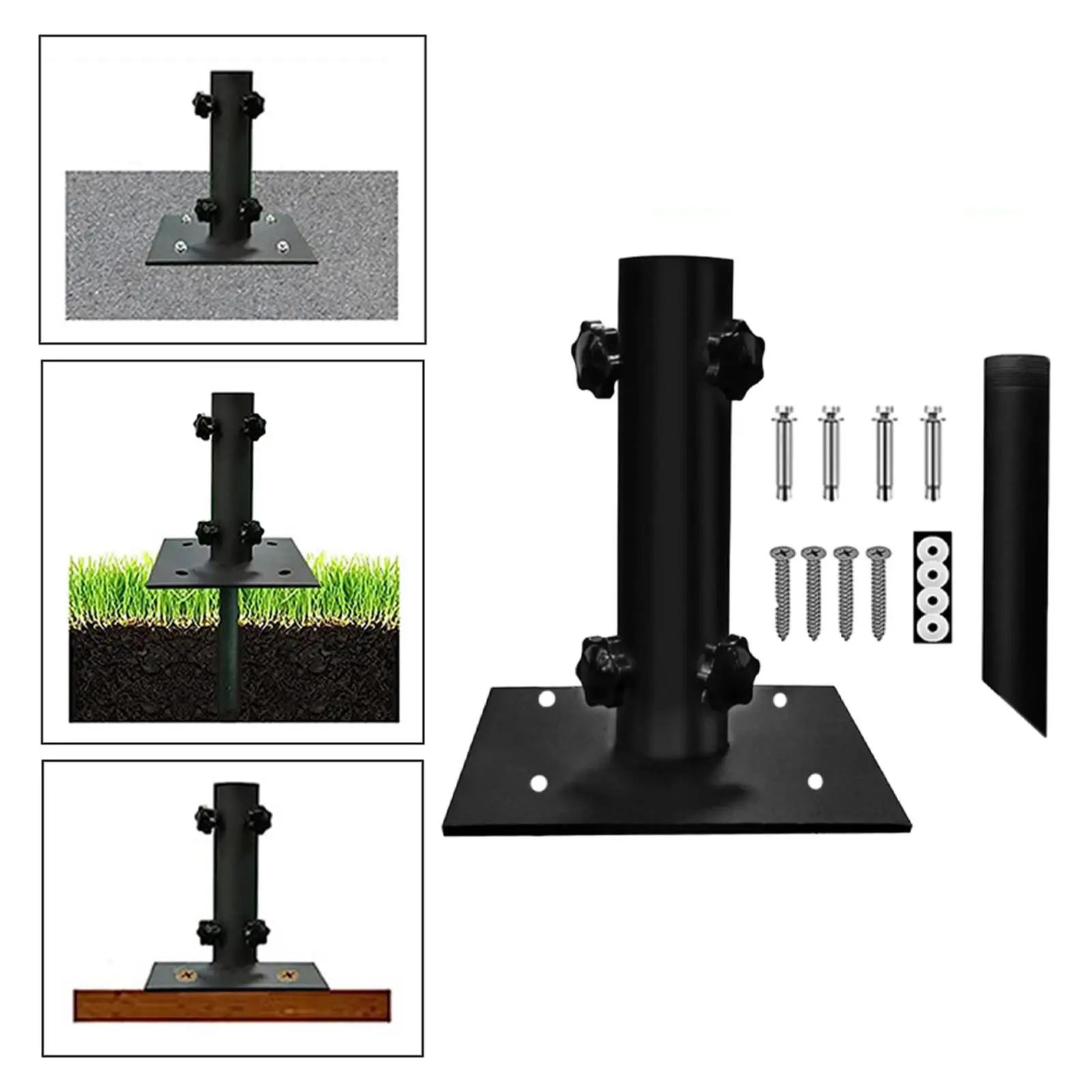 Outdoor Umbrella Base Stand Weather Resistance Hardware Flagpole Brackets for Courtyard Decks Docks Patios Picnic Tables