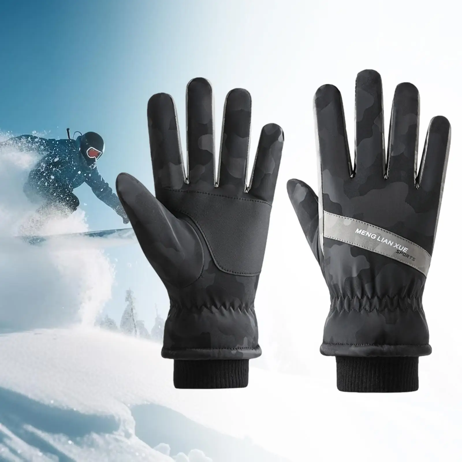 Winter Gloves Touchscreen Mittens Windproof Portable Motorcycle Gloves Warm Gloves for Fishing Skiing Sports Cycling Skating