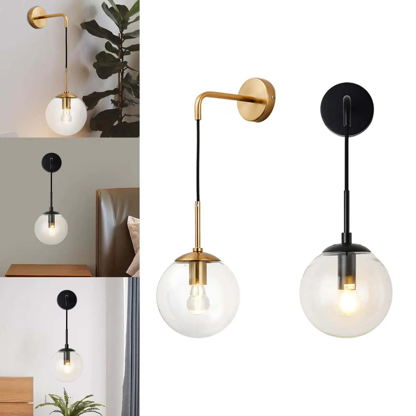 Nordic Modern Glass Ball Wall Lamps Retro Simple Bedside Living Room Decoration Lights Corridor Staircase LED Lighting Fixtures