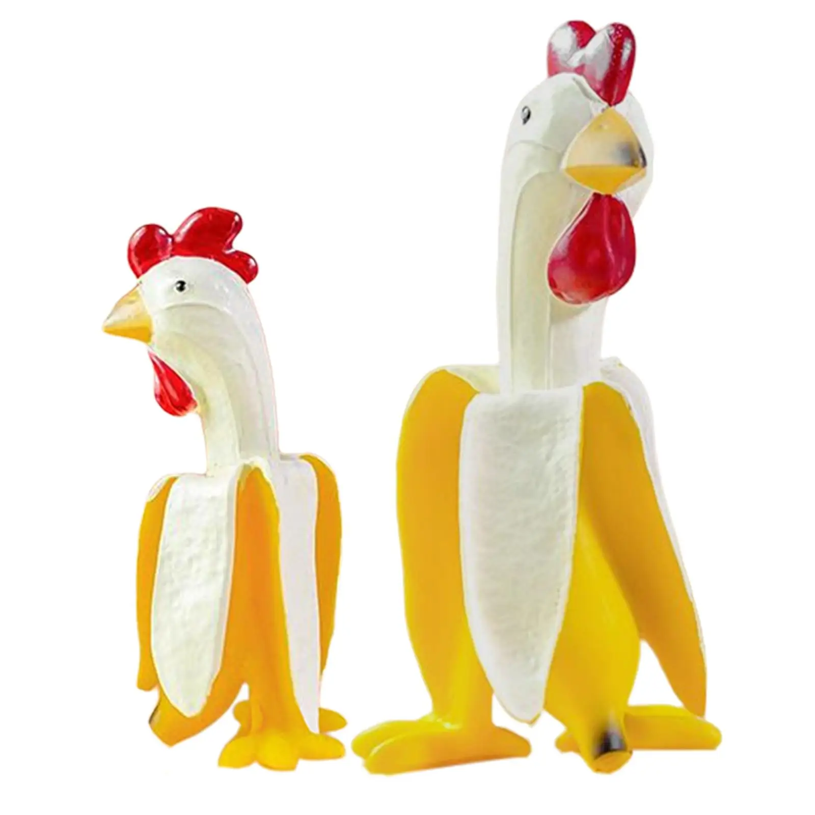 Banana Chicken Statues Hen Sculptures Collectibles Rooster Resin Figurines