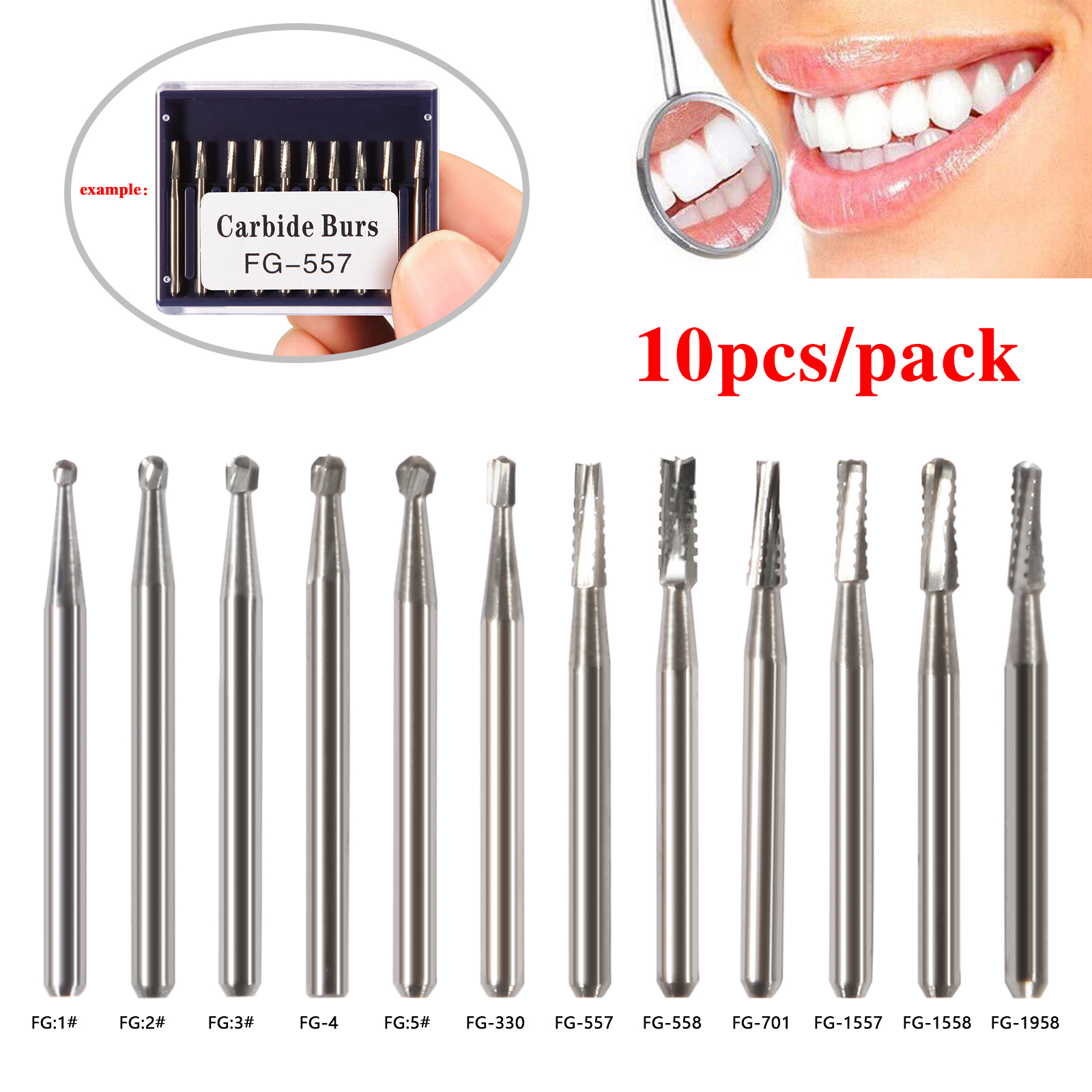 Best of 10pcs / Box Dental Tungsten Carbide Drill Tungsten Steel Burs For High Speed Handpiece FG 1.6mm Reviews & Tips