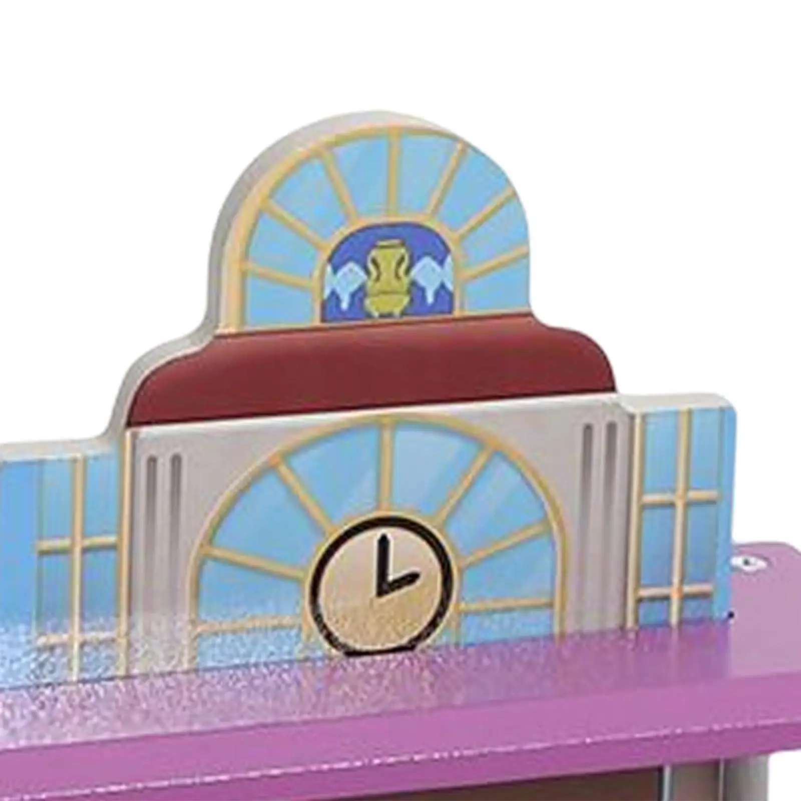 Wooden Railroad Clock Platform Track Accessories Small Locomotive Rail Car Toys Landscape for Children Kids Birthday Gifts