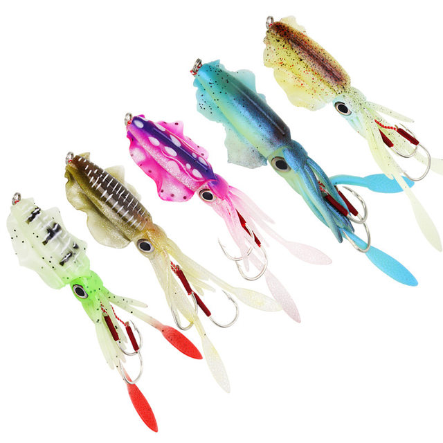 UV Luminous Simulation Bionic Squid Fishing Lures 60g 15cm Fake Crankbait  Artificial Wobbler Soft Bait Fishing Tackle