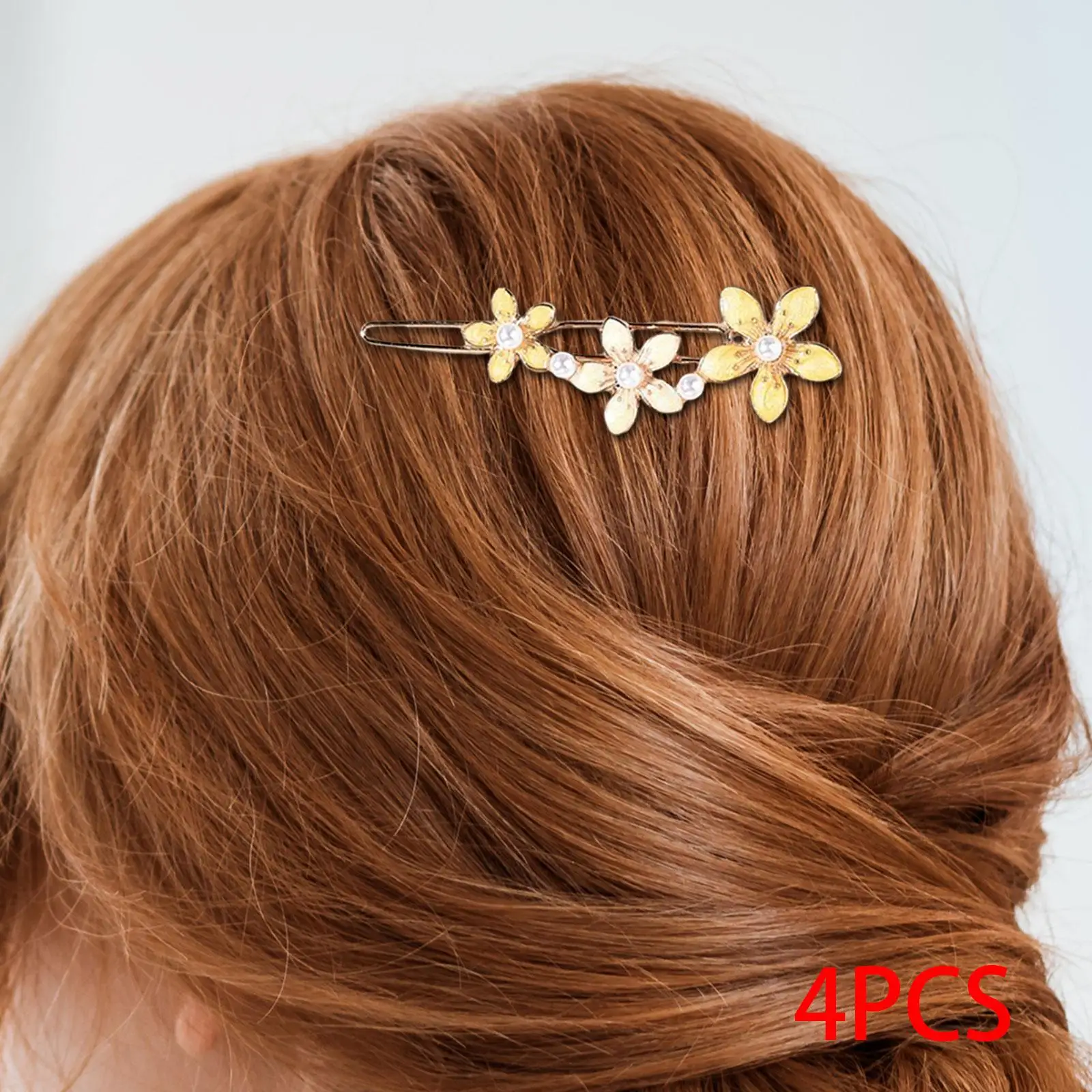 4Pcs Enamel Flower Hair Clips Hair Jewelry Headwear Gift Hair Pins for Party