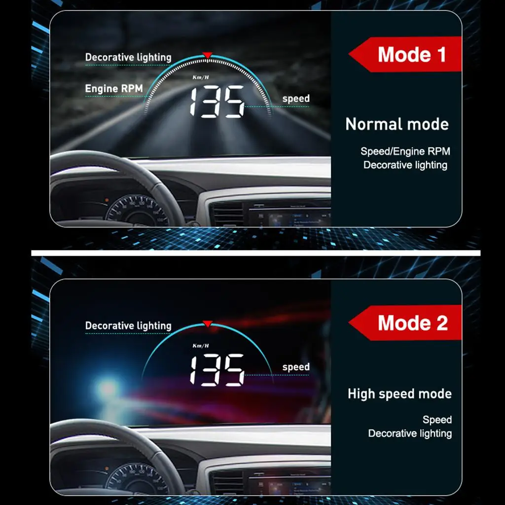 Car-Styling Auto Hud Display Windshield Car Projector Alarm System KM/H MPH