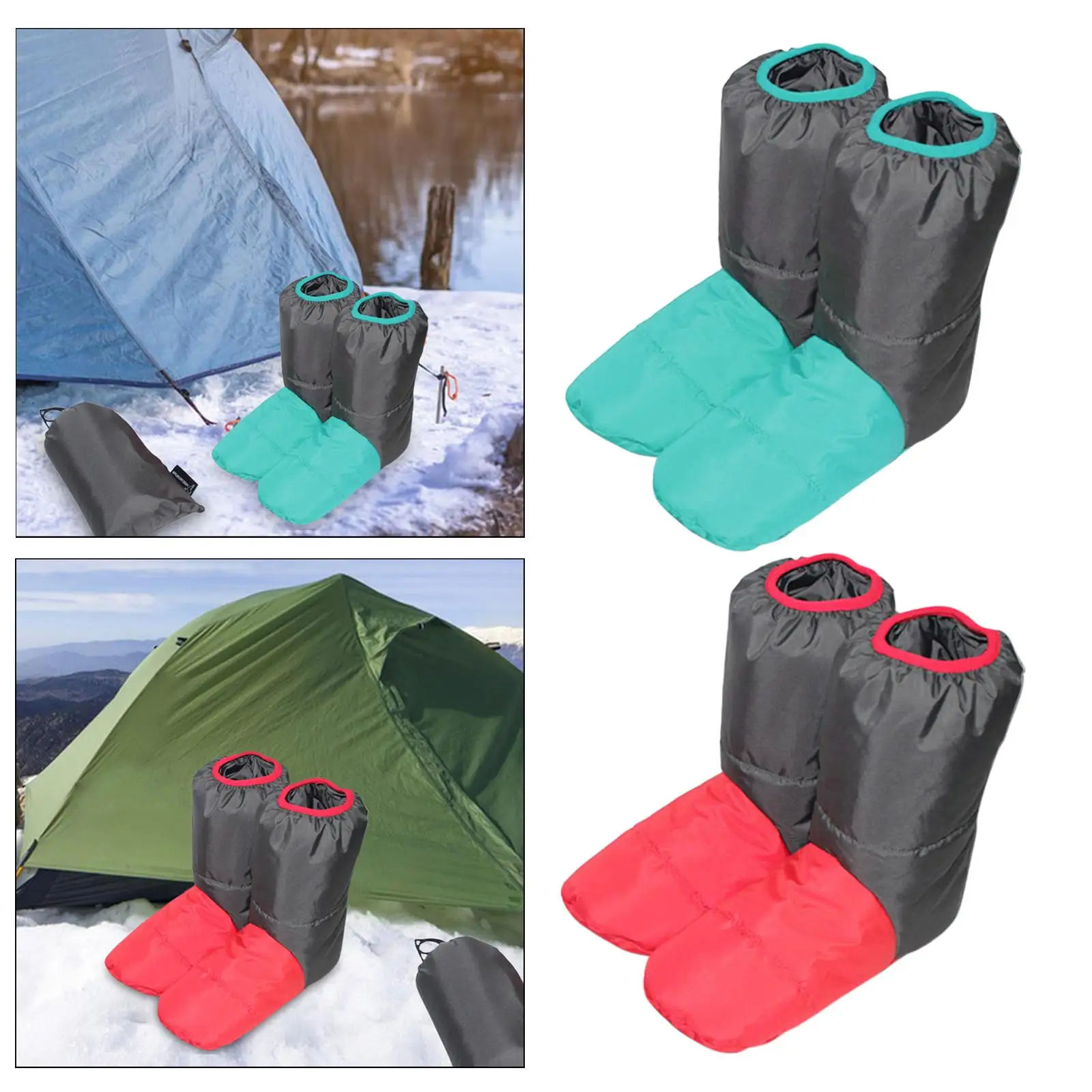 Down Booties Slippers Breathable Ultralight Anti Skid Down Boots Warm Socks for Camping Bed Hiking Home Snowboarding