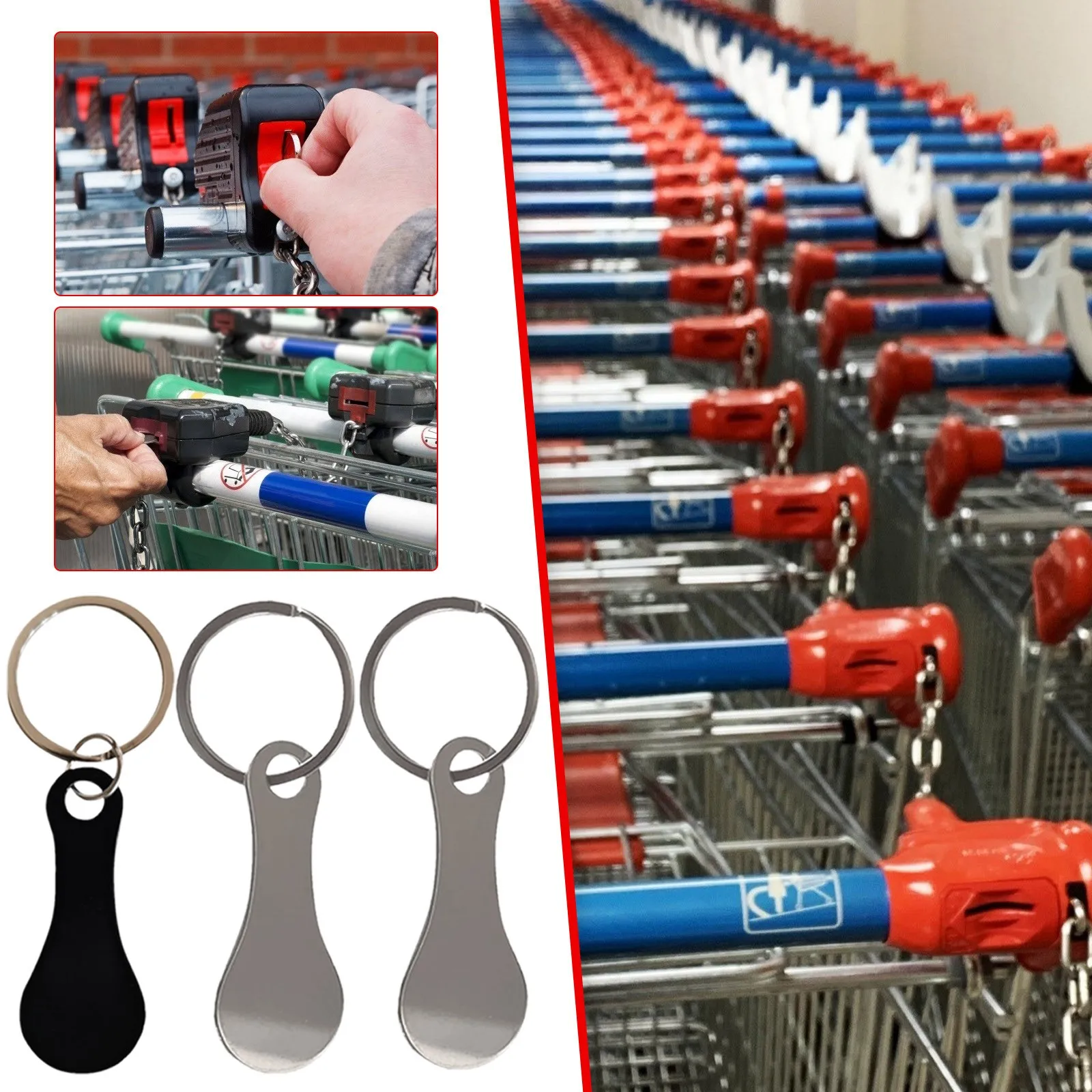 Metal Shopping Cart Tokens Trolley Token Key Ring Decorative Keychain Shopping Cart Token Keyring Supplies Coin Holder Keyring