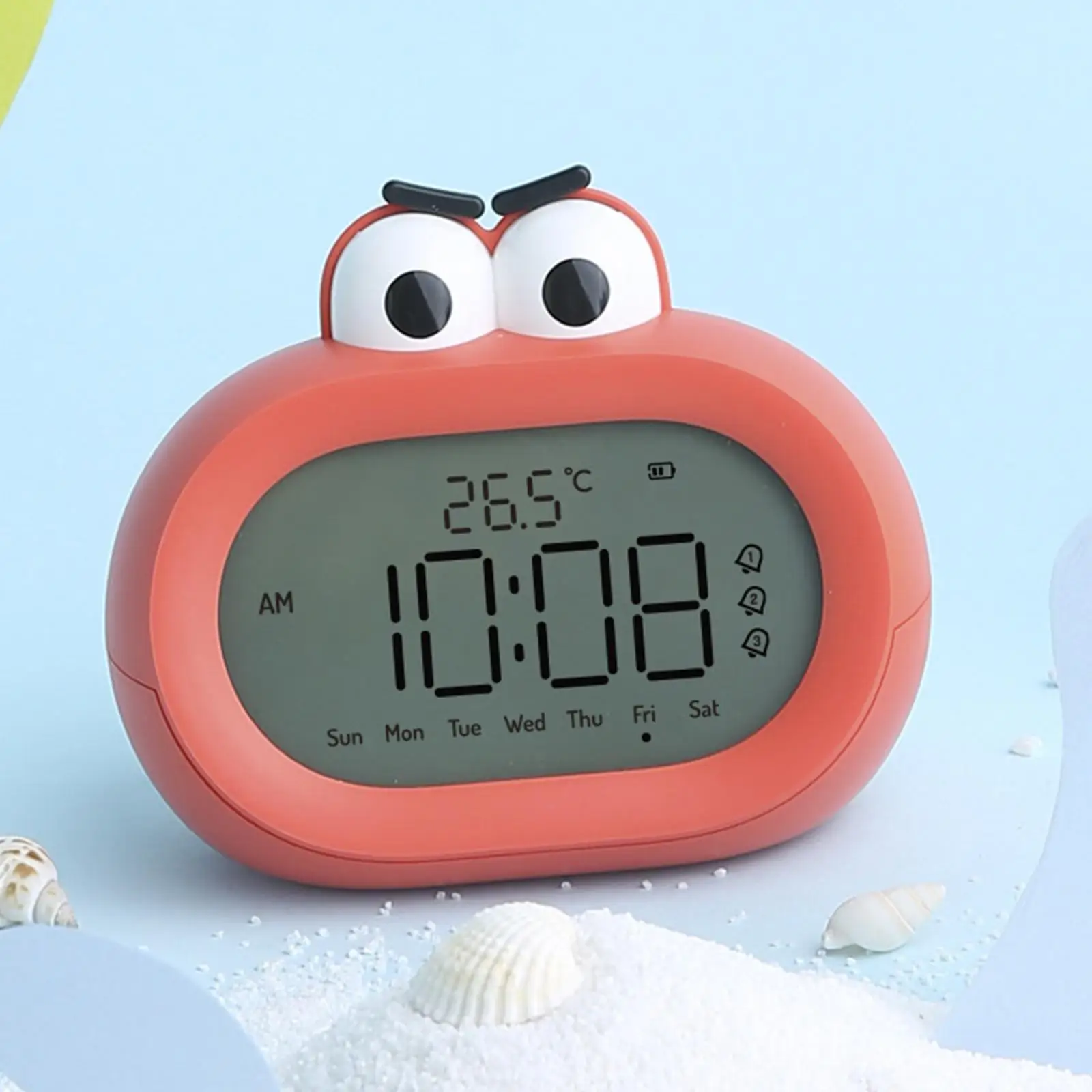 Digital Alarm Clock Snooze Temperature Battery Operated 12/24HR Compact