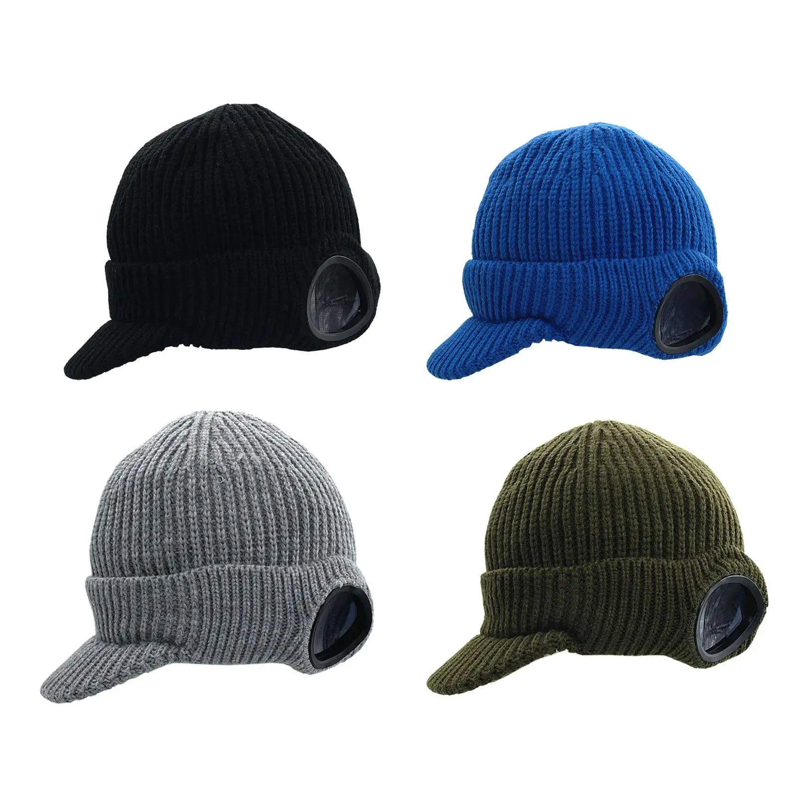 Men`s Knit Newsboy Hat Goggles Beanie Warm Cap Windproof Unisex Adults Stylish Hat Outdoor Sports Cap Newsboy Hat