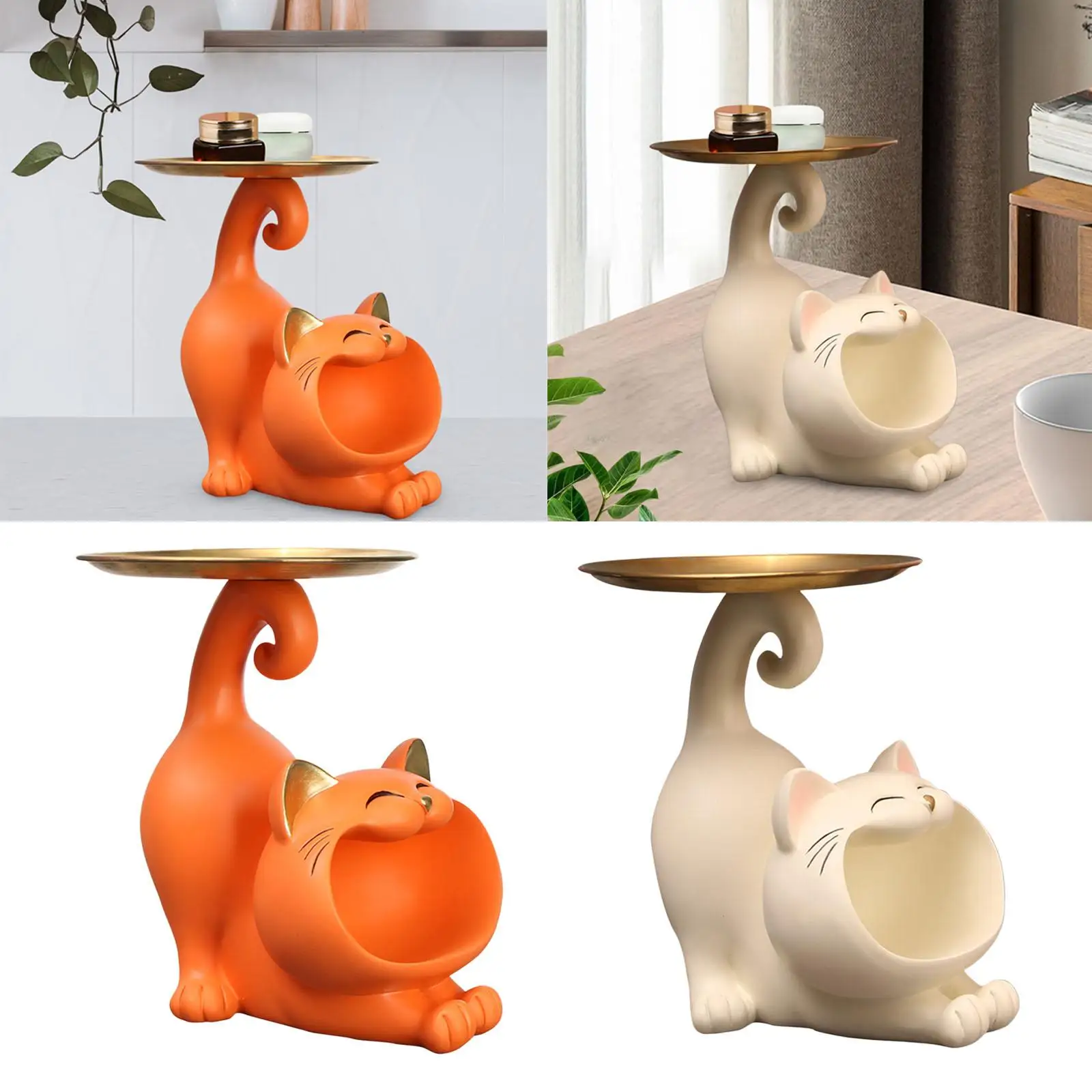 Cat Statue Craft Novelty Jewelry Trinket Tray for Wedding