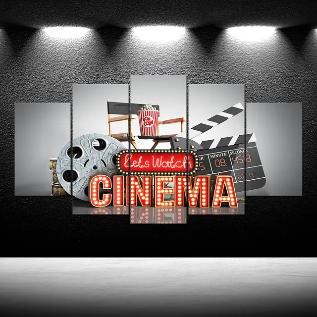 5 Panel Movie Theater Cinema Old Film Reel Giclee House Wall Poster HD  Print No Framed 5 Pieces Canvas Paintings Art Home Decor - AliExpress