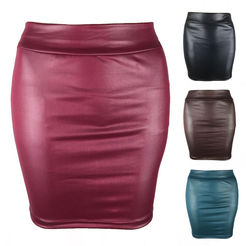 Title 5, Faux Leather Women Mini Skirt Sexy High Waist B...