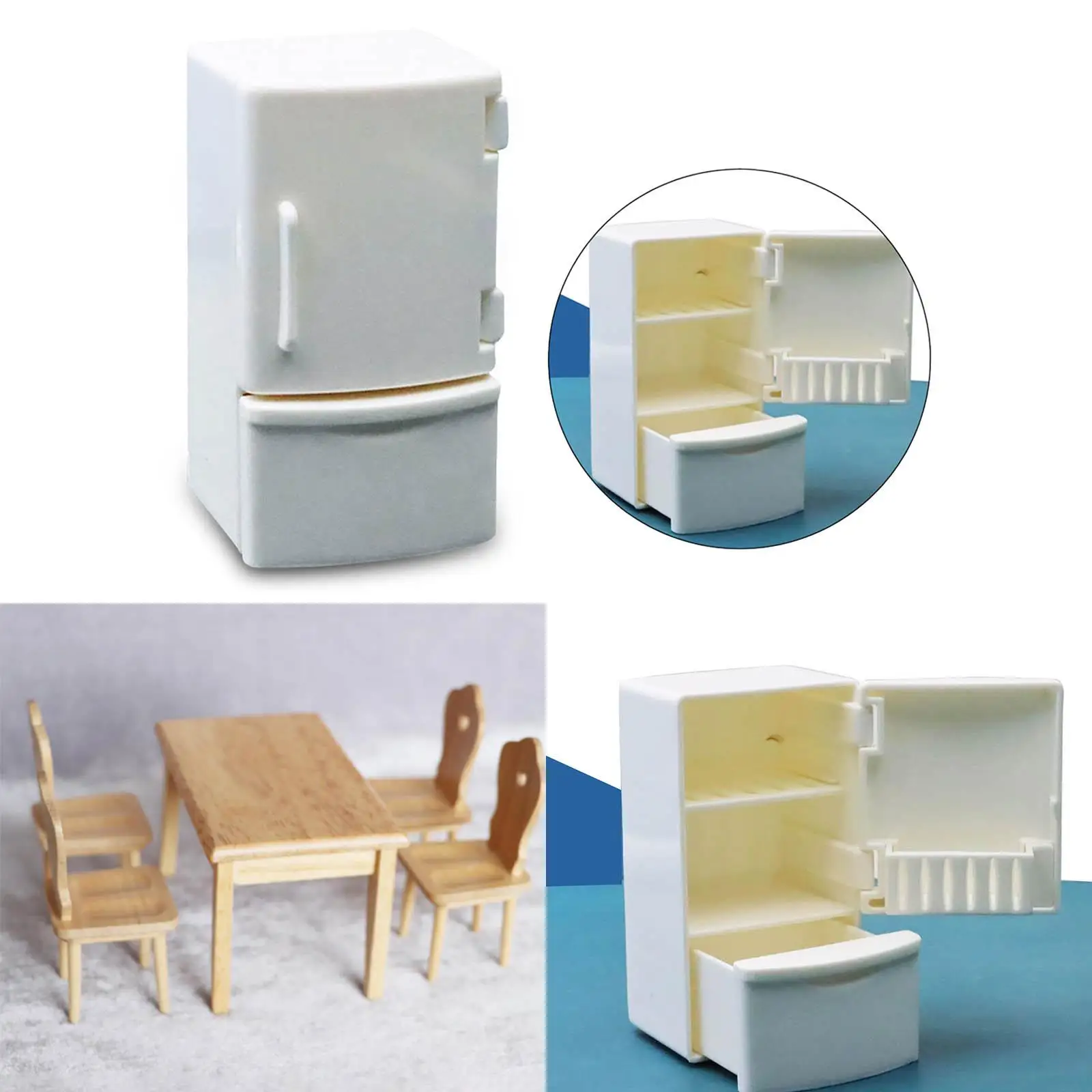 1:12 Doll House Fridge Model, Dining Room Living Room Kitchen Furniture,Mini Decoration Scenery Supplies