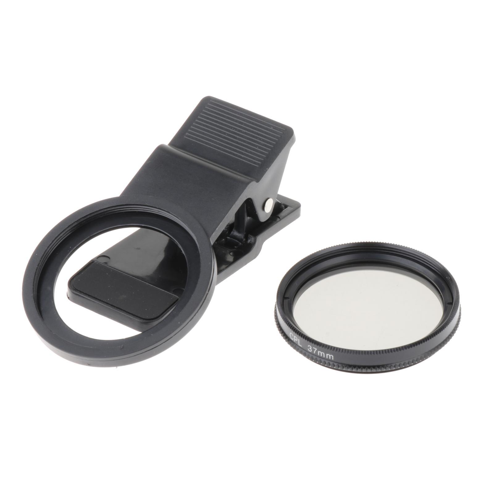 Polarized Phone Camera Lens (Black) Improve Contrast Improve Color Saturation 37mm Cell Phone Camera CPL Lens for Attachment